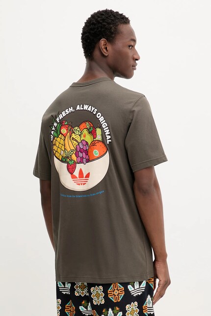 Хлопковая футболка adidas Originals Graphic Lo Ss T цвет зелёный с