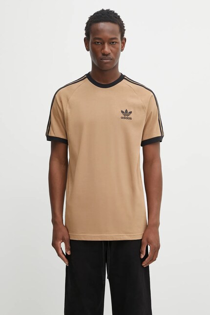 adidas Originals cotton t-shirt 3-Stripes Tee beige color with an