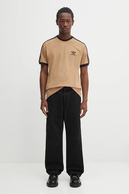 adidas Originals cotton t-shirt 3-Stripes Tee beige color with an