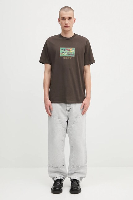 Carhartt WIP cotton t-shirt S/S Cream Of The Crop brown color with