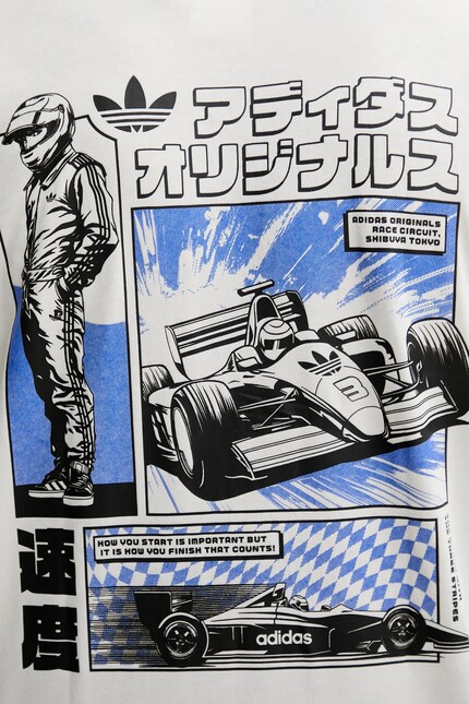 Хлопковая футболка adidas Originals JP Racing Manga цвет бежевый с