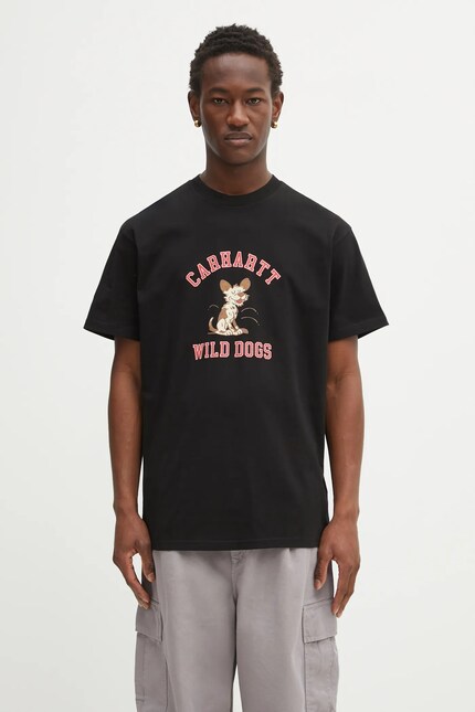 Carhartt WIP cotton t-shirt S/S Wild Dog T-Shirt black color with