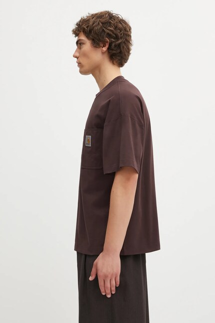 Carhartt WIP cotton t-shirt S/S Work Pocket T-Shirt brown color