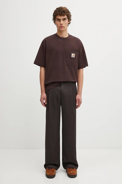Carhartt WIP cotton t-shirt S/S Work Pocket T-Shirt brown color