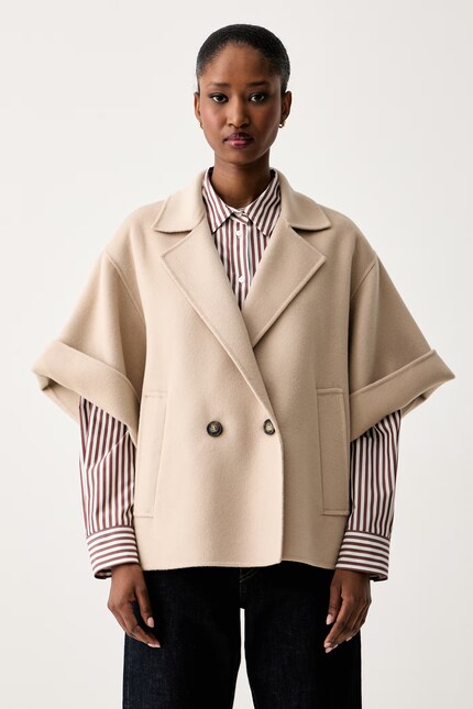 Weekend Max Mara короткий плащ для женщин из шерсти WKDNEO бежевый