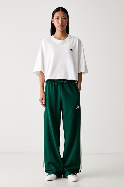 adidas брюки straight женские с хлопком Essentials зелёные high