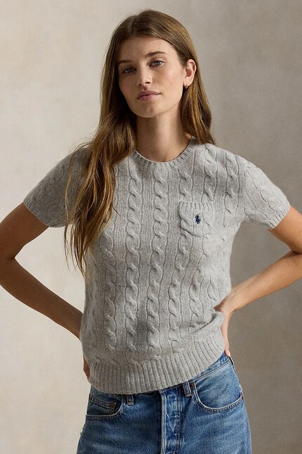 Polo Ralph Lauren short-sleeved sweater wool Women's gray