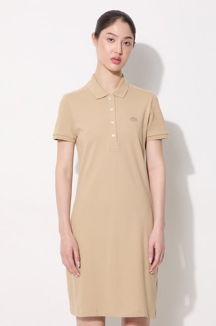 Lacoste dress plain with cotton beige EF5473 at PRM US Lacoste dress plain with cotton beige EF5473 at PRM US