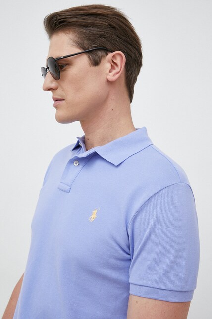Polo Ralph Lauren поло для мужчин из хлопка фиолетовое 710536856