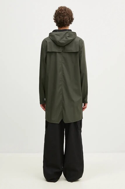 Rains jacket 12020 Long Jacket green color at PRM US