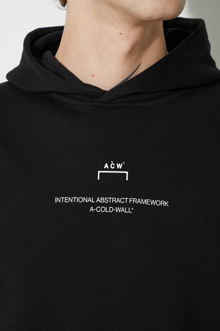 Хлопковая кофта A-COLD-WALL* Brutalist Hoodie мужская цвет чёрный