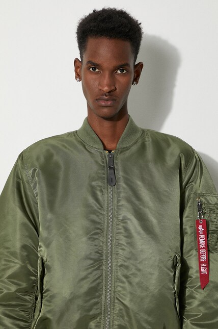 Alpha Industries reversible bomber jacket MA-1 men's green color