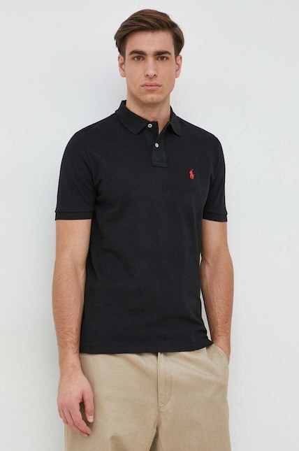 Polo Ralph Lauren cotton polo shirt black color smooth at PRM US