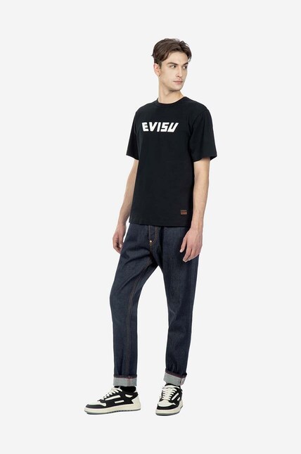 Evisu cotton t-shirt men's black color at PRM US