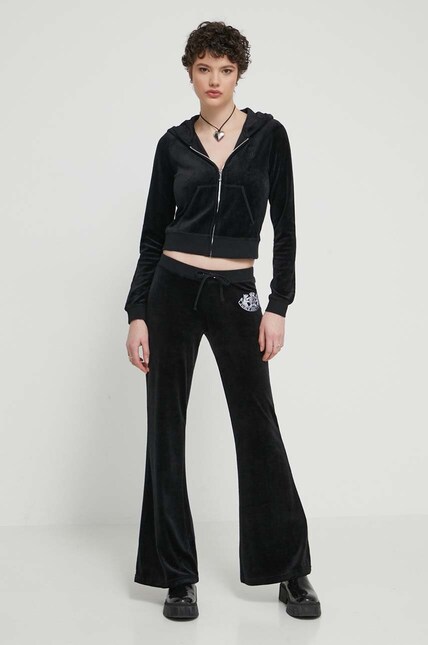Кофта Juicy Couture женская цвет чёрный с капюшоном с аппликацией