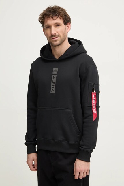 Alpha Industries sweatshirt PP Hoody men's black color 146338 at