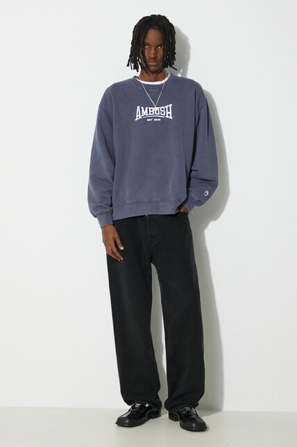 AMBUSH cotton sweatshirt Graphic Crewneck Insignia men's blue