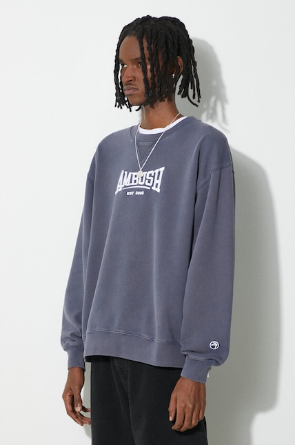 AMBUSH cotton sweatshirt Graphic Crewneck Insignia men's blue