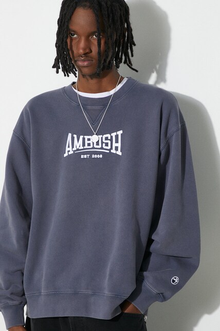 AMBUSH cotton sweatshirt Graphic Crewneck Insignia men's blue