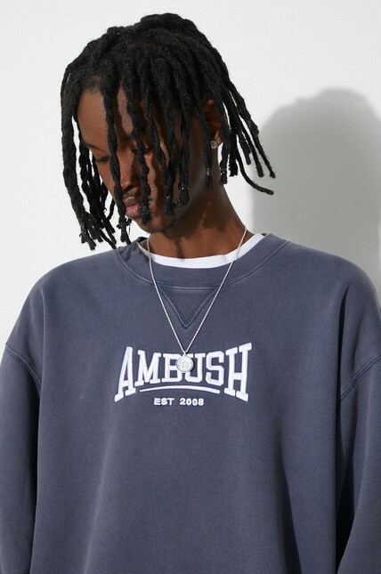 AMBUSH cotton sweatshirt Graphic Crewneck Insignia men's blue
