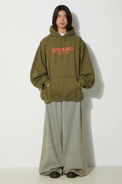 Кофта VETEMENTS Limited Edition Logo Hoodie цвет зелёный с
