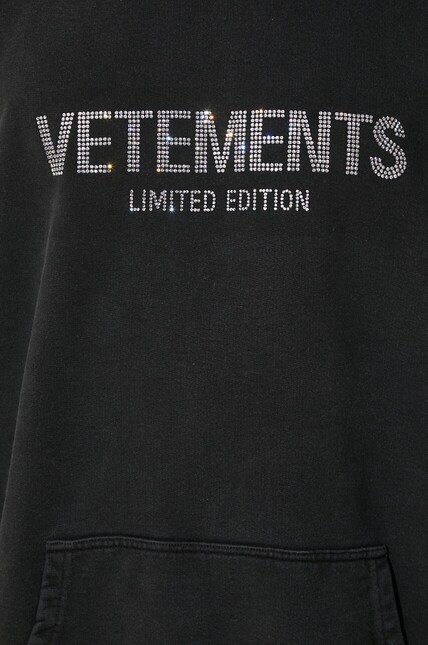 VETEMENTS sweatshirt Crystal Limited Edition black color hooded