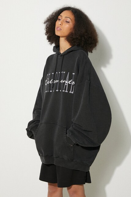 トップス VETEMENTS 22AW SOLIDARITY HOODIE VETEMENTS sweatshirt Original Logo Hoodie black color hooded
