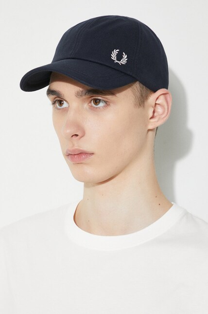 Fred Perry cotton baseball cap Pique Classic Cap navy blue color