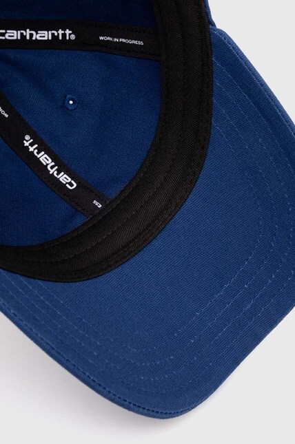 Carhartt WIP cotton baseball cap Canvas Script Cap navy blue color