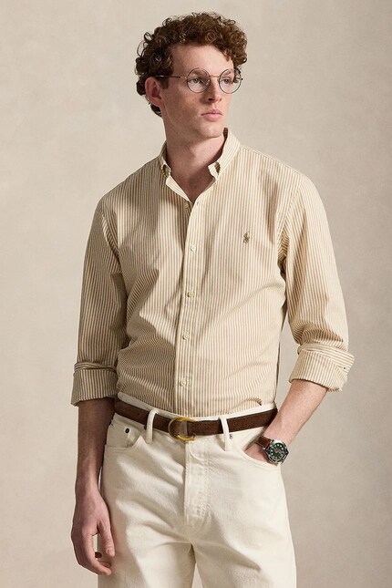 Polo Ralph Lauren shirt cotton with elastane Men's beige striped