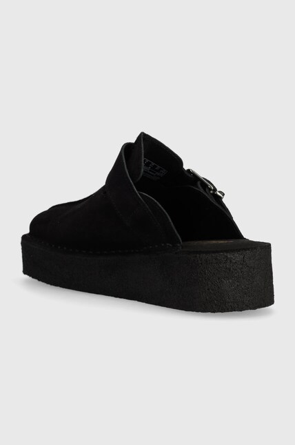Clarks Originals suede sliders Trek Wedge Mule women's black color