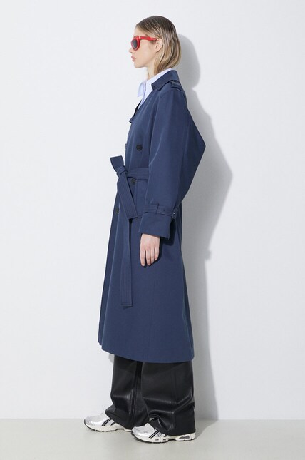 Kenzo trench coat Solid Elongated Kimono Trench women's navy blue