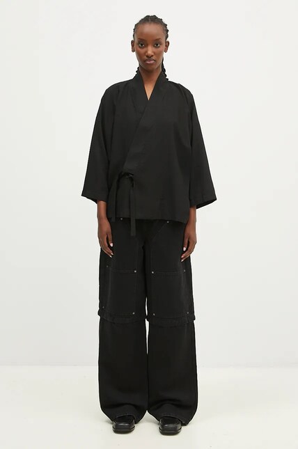 Kenzo kimono Solid Kimono women's black color smooth FE52VE2539FD