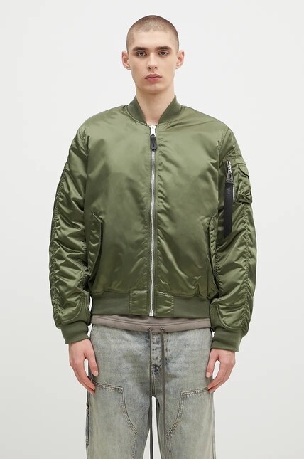 Куртка-бомбер Alpha Industries MA-1 UV мужской цвет зелёный зимняя
