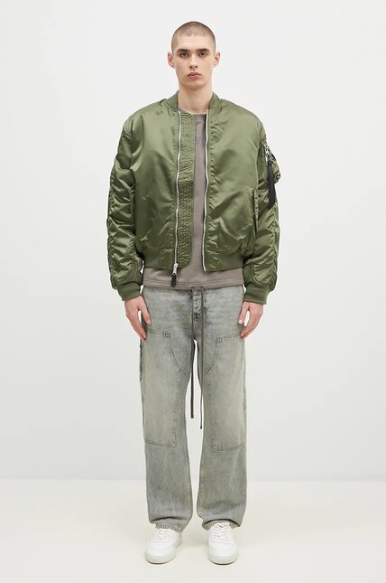 Куртка-бомбер Alpha Industries MA-1 UV мужской цвет зелёный зимняя