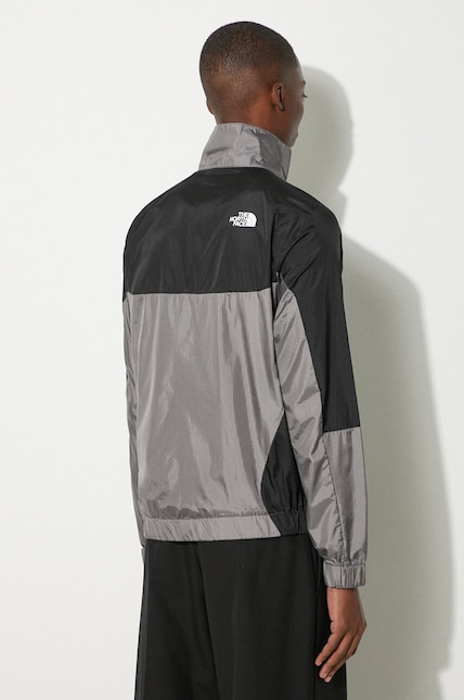 The North Face jacket Wind Shell Full Zip men's gray color