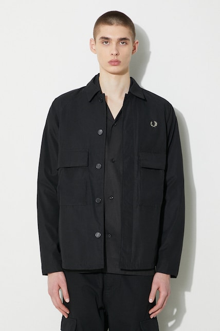 Fred Perry jacket Utility Overshirt men's black color M6572.102 at