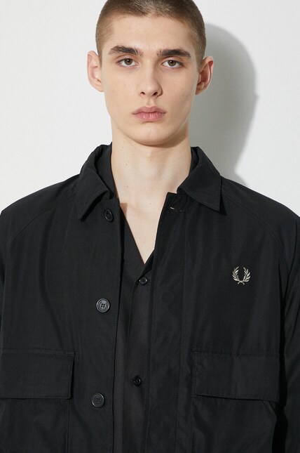 Fred Perry jacket Utility Overshirt men's black color M6572.102 at