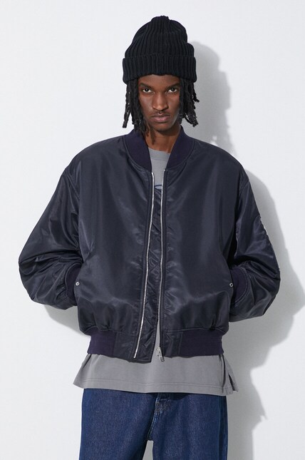 AMBUSH bomber jacket Nylon Bomber men's navy blue color