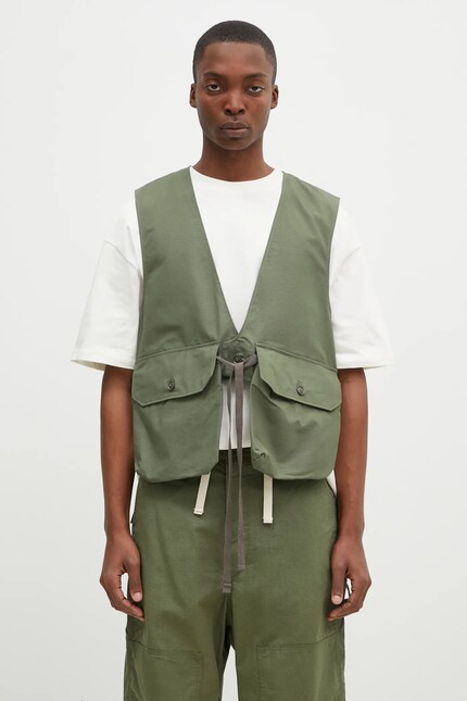 Engineered Garments vest Fowl Vest men's green color OR120.CT010