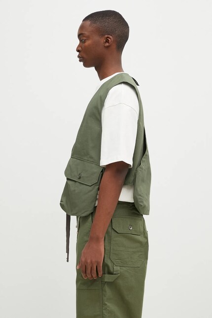 Engineered Garments vest Fowl Vest men's green color OR120.CT010