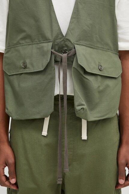 Engineered Garments vest Fowl Vest men's green color OR120.CT010