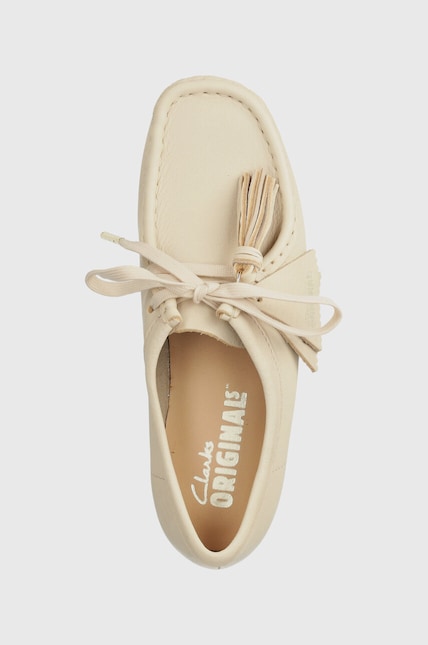 Clarks Originals leather shoes Wallabee women's beige color