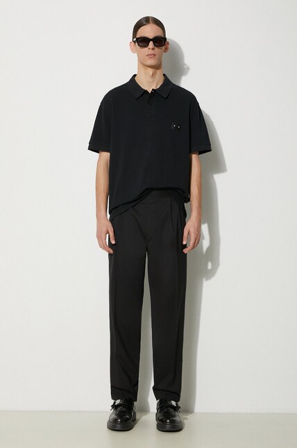 Neil Barrett cotton polo shirt Loose Pierced Nipple Polo black