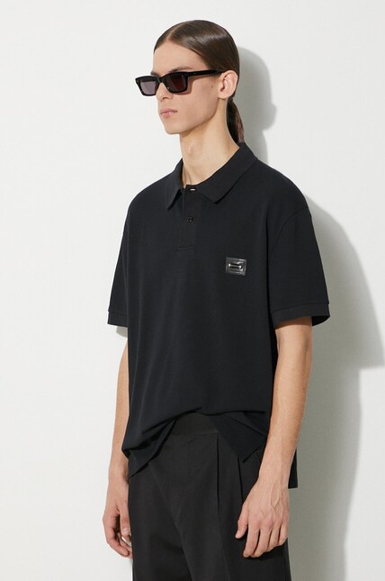 Neil Barrett cotton polo shirt Loose Pierced Nipple Polo black