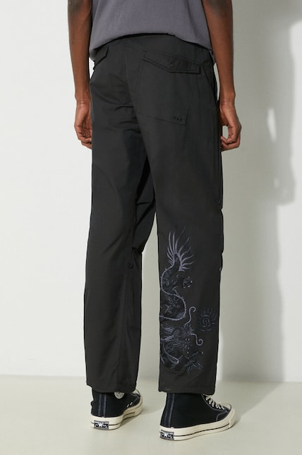 Maharishi trousers Original Dragon Snopants men's black color 5063