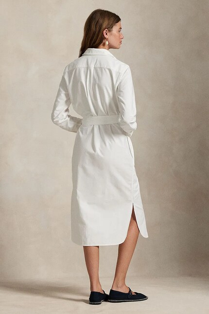 polo ralph lauren white shirt dress Polo Ralph Lauren Pleated long-sleeve Shirt Dress | White