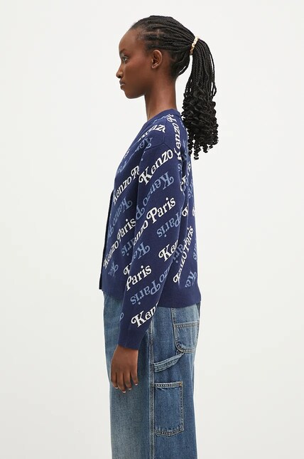 Kenzo wool blend cardigan by Verdy Cardigan navy blue color