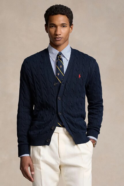 Polo Ralph Lauren cotton cardigan navy blue color 710890548 at PRM US