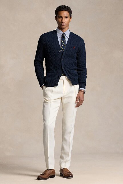 Polo Ralph Lauren cotton cardigan navy blue color 710890548 at PRM US
